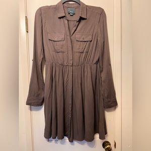 Maeve by Anthropologie Dakota brown long sleeve shirt dress